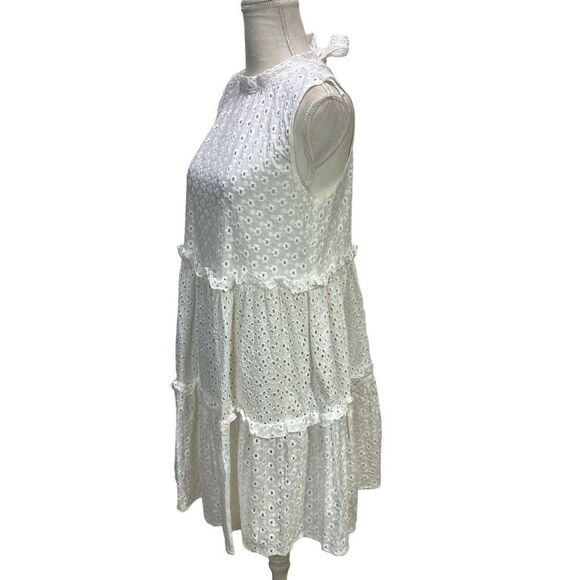 ASOS Dress Size 8‎ Eyelet Sleeveless Layered Summer Cover Up Cotton ? Womens - Picture 3 of 6